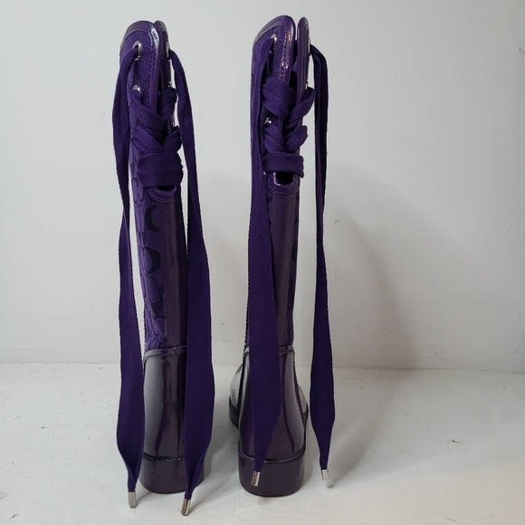 COACH Tristee Monogram Logo Lace Up Rain Boots Size 6B - Picture 3 of 14